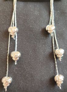 Thread Silver Rose drop Earrings Metal