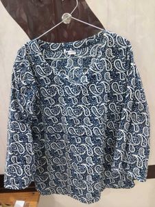 Blue Paisley Print Kurta Top