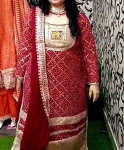 Elegant maroon Bandhani Kurta Set