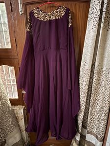 Elegant Purple Embroidered Gown