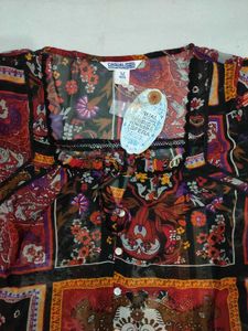 Boho Patchwork Print Sheer Blouse