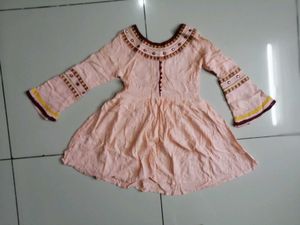 Elegant Peach Embroidered Kurta