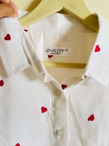 viral Heart Print White Shirt