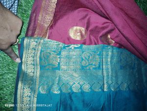 Maroon Silk Saree with Gold Border
