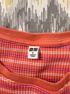 Striped Lettuce Hem Cropped Top