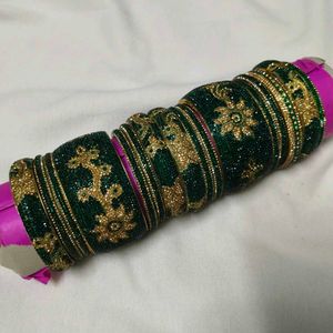 bridal Green &amp; Gold Bangles Set