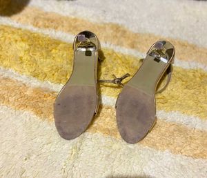 Gold T-Strap Heels