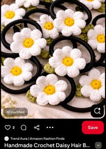 Handmade Crochet Daisy Hair Tie