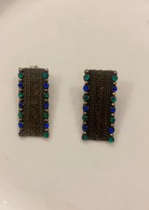 Boho Style Earrings with Blue & Green Stones