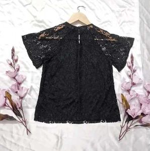 Black Lace Floral Blouse