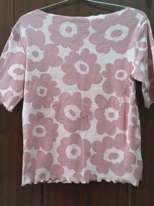 Pink Floral Print Casual Top