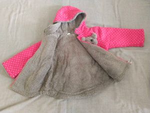 Cute Red Teddy Bear Hooded Reversible Jacket