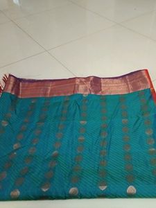 Sapphire Green And Blue Semi Soft Silk Saree...