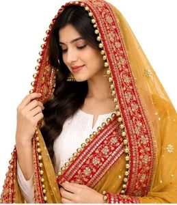 Embroidered Dupatta with Beaded Trim