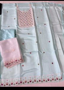 Elegant Light Blue Embroidered Kurta Set