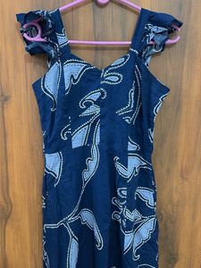 Navy Blue Paisley Print Dress