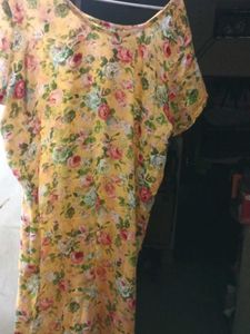 Floral Print Yellow Dress