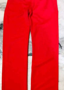 Vibrant Red Wide-Leg Trousers