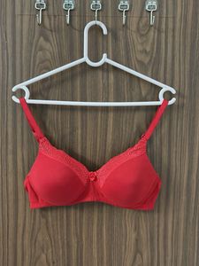 Red Lace Trim Everyday Bra