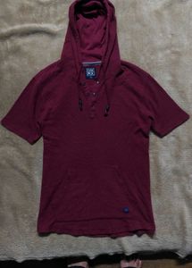Burgundy Short Sleeve Hoodie