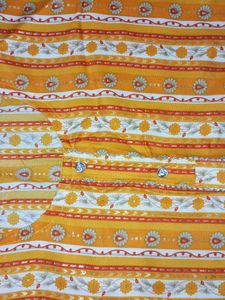 Vibrant Orange & Yellow Floral Striped Top