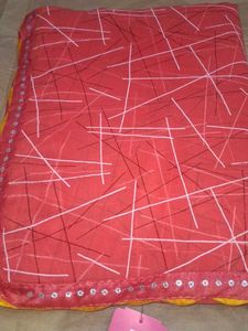 Peach Red Saree