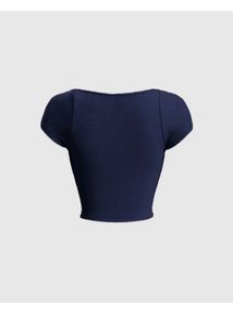 Navy Blue Sweetheart Neck Crop Top | Littlebox