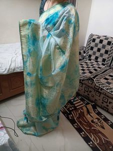 Stunning Blue Tie-Dye Saree