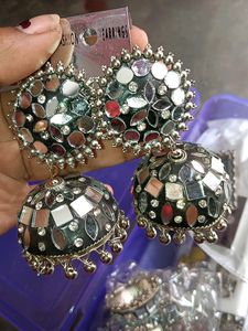 Mirror Jhumka Earrings &amp;Stude