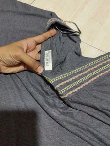 Gray Embroidered Top