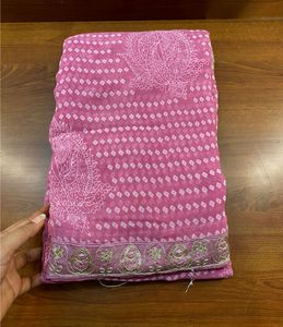 🎀Pink Bandhani print Saree 🎀
