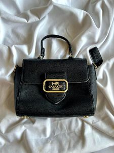 Coach Black Leather Top Handle Handbag