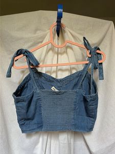 Max Denim Crop Top with Tie Straps