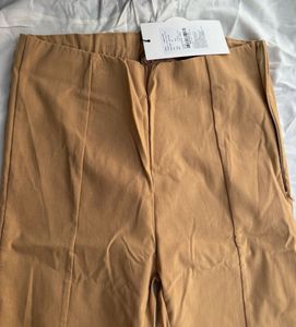 New With Tag Beige Stylish Split Hem Trousers
