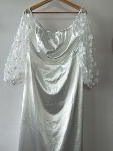 Off-Shoulder White Floral Wedding gown (SHEIN)
