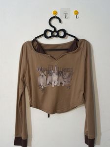 Cute Kitten Graphic Long Sleeve Top