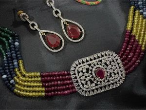 Elegant Beaded Choker Necklace & Earring Set