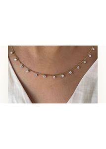 Dainty Gold Necklace with Crystal Charms