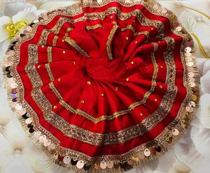 Red &amp; Gold Laddu Gopal Fancy Dress Size 5'6'7