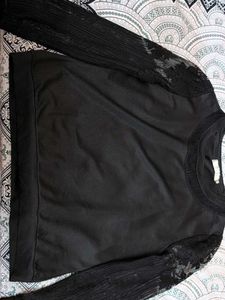 Elegant Black Lace Sleeve Top