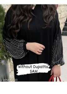 Elegant Black Embellished Abaya Style Gown