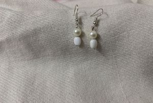 Pearl & White Bead Drop Earrings