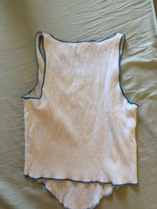 White Tank Top with Blue Trim