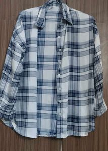 Blue & White Plaid Button-Up Shirt
