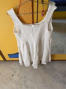 White Crochet Detail Sleeveless Dress