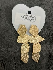 Gold Tone Textured Geometric Earrings