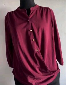 Elegant Maroon Button-Up Blouse