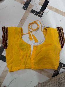 Yellow &amp; Maroon Embroidered Blouse