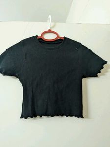 Black Ribbed Knit Top