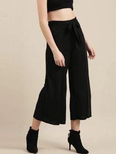 Chic Black Wide Leg Pants with Belt